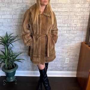 Vintage 1970s Brown Faux Fur Coat